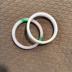 Green and White Jade Bangles